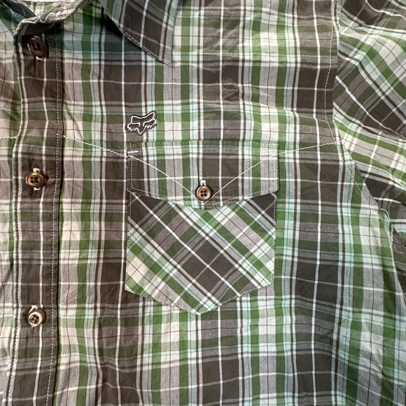 Fox Racing Men's Casual Green and Brown Plaid Shirt SZ XXL - Picture 7 of 11